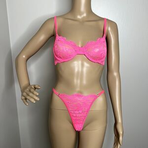 Yandy Pink Lace Two Piece Bra Panty Set